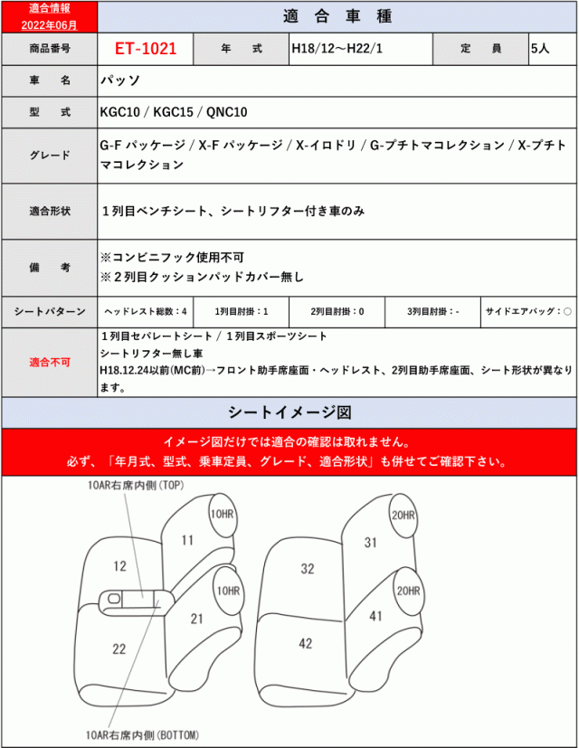 [Clazzio]C10系 パッソ(H18/12〜H22/1)用シートカバー[クラッツィオ×センターレザー]の通販は