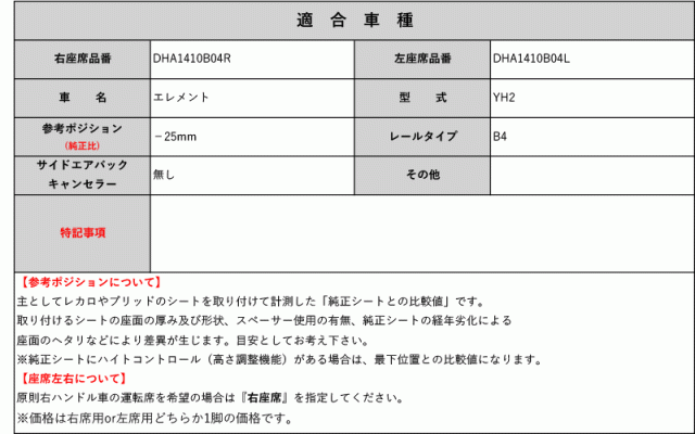 [コブラ 底止めタイプ]YH2 エレメント用シートレール(4ポジション)[N SPORT製]の通販は