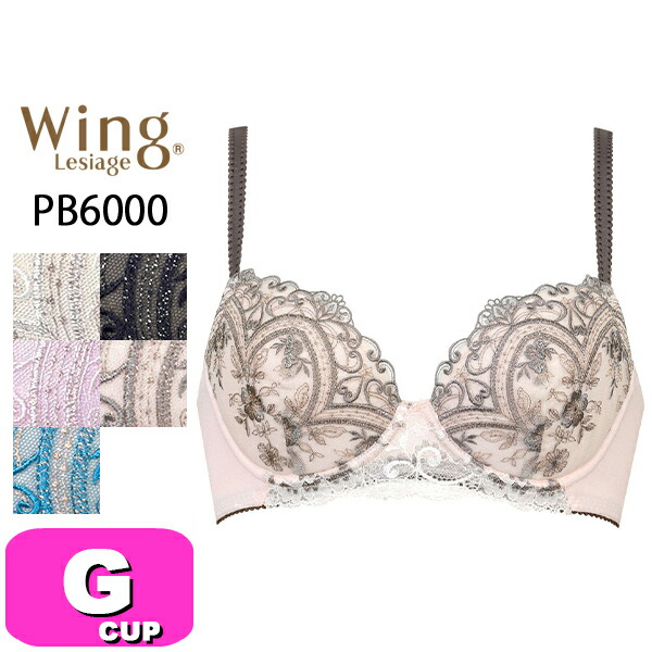ワコール wacoal ウイング Wing レシアージュ Lesiage PB6000 ブラジャー 3/4カップ 花 レース 脇高 谷間 6000シリーズ 谷間ふっくら サイドすっきり Gカップ Wing