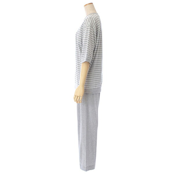 TUNIC チュニック 53534 女性用 レディース パジャマ ルームウェア セットアップ 6分袖 長ズボン かぶりタイプ 60カタブクロ ボーダー フリーサイズ 春 夏 秋 母の日 敬老の日 プレゼント ラッピング ギフト_3