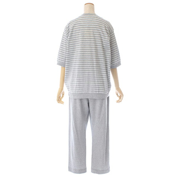 TUNIC チュニック 53534 女性用 レディース パジャマ ルームウェア セットアップ 6分袖 長ズボン かぶりタイプ 60カタブクロ ボーダー フリーサイズ 春 夏 秋 母の日 敬老の日 プレゼント ラッピング ギフト_4