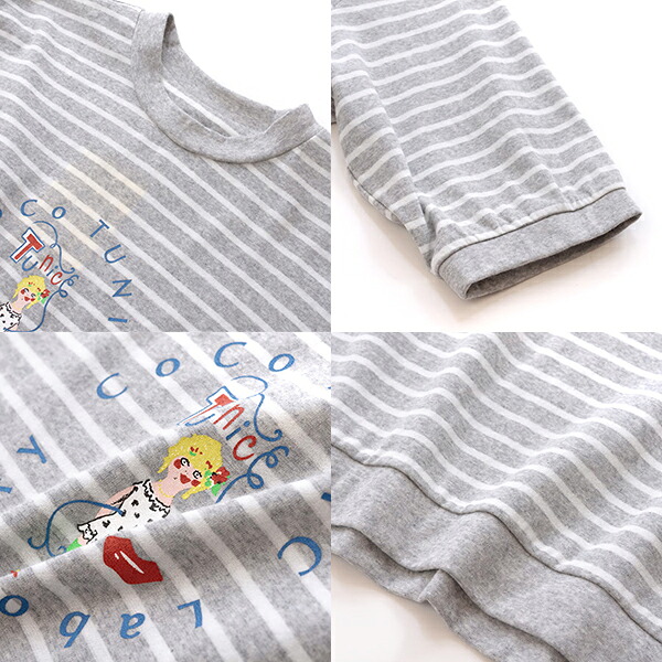 TUNIC チュニック 53534 女性用 レディース パジャマ ルームウェア セットアップ 6分袖 長ズボン かぶりタイプ 60カタブクロ ボーダー フリーサイズ 春 夏 秋 母の日 敬老の日 プレゼント ラッピング ギフト_7