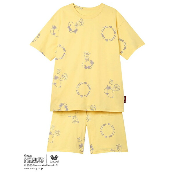 ワコール wacoal リラックス＆スリープ FDT169 PEANUTS スヌーピー 女性用 レディース パジャマ ルームウェア 綿100% オーガニックコットン 5分袖 5分丈 かぶりタイプ M Lサイズ PW 春 夏 母の日 プレゼント ラッピング ギフト EMI 2602_3