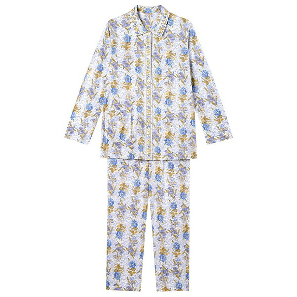 ワコール wacoal リラックス＆スリープ WDX546 女性用 レディース パジャマ ルームウェア セットアップ 綿100% 長袖 長ズボン 10分袖 10分丈 前開きタイプ 花柄 LLサイズ PW 春 秋 冬 母の日 敬老の日 プレゼント ラッピング ギフト_3
