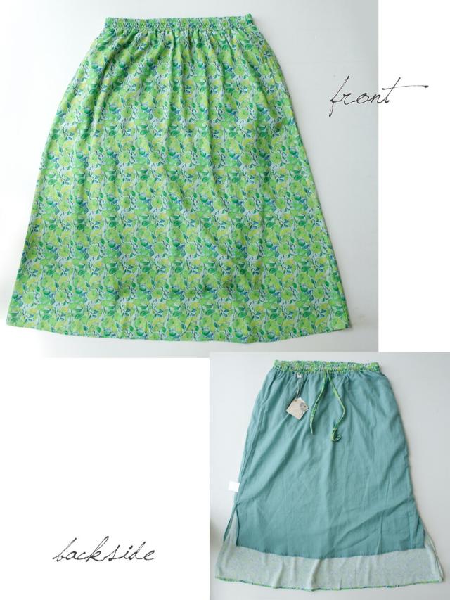 【送料無料】 BARNDOOR 北欧風 フルーツ プリント スカート 春 夏 ボトムス 裏地付き ウエスト総ゴム ギャザー フレア バーンドア 65-1164091Gの通販は