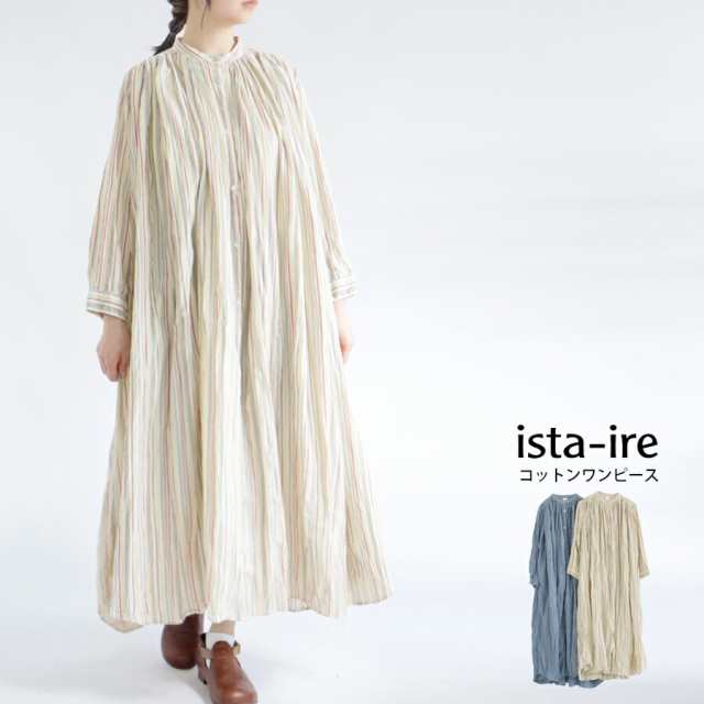 【送料無料】 ista-ire CHAMBRAY CREPE クリンクル加工 シャツ ワンピース 春 夏 秋 イスタイーレ 26-2601-4250