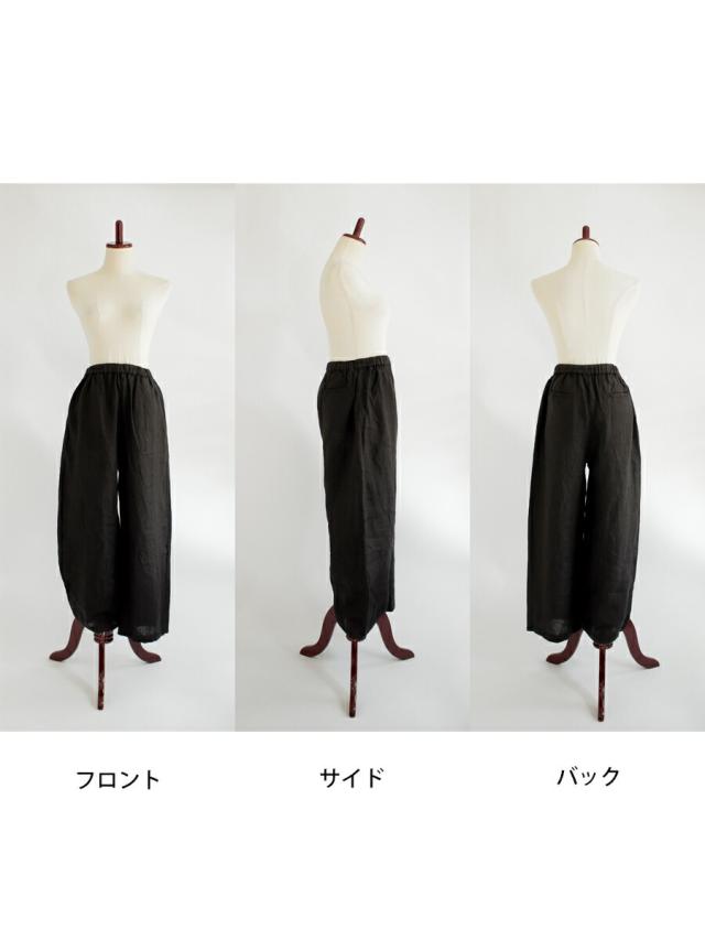 【送料無料】 ista-ire 17×17 平織リネン 製品染め ワイド ストレート パンツ 春 夏 ボトムス 麻100％ イスタイーレ 26-7601-4140_4