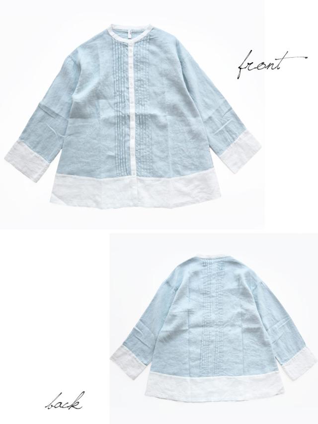 送料無料】 ista-ire 平織リネン 配色 ブラウス 春 夏 秋 トップス