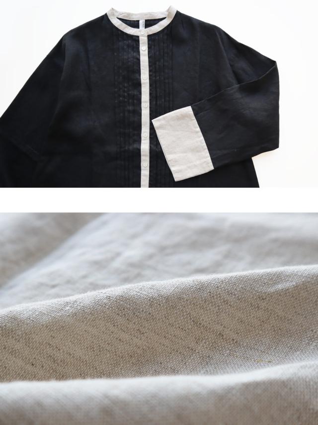 送料無料】 ista-ire 平織リネン 配色 ブラウス 春 夏 秋 トップス