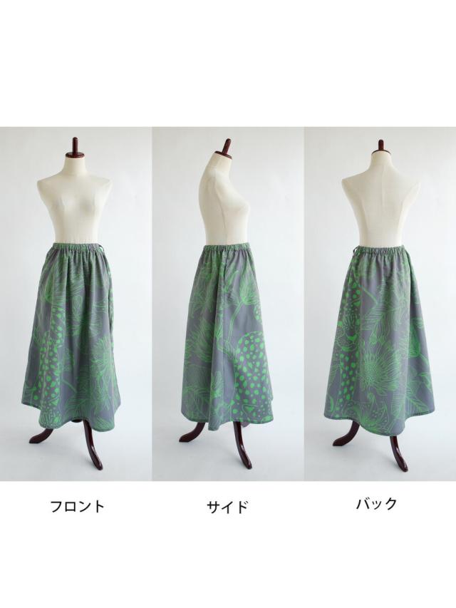 【送料無料】 ihana イラスト フレアー スカート 春 秋 ボトムス 総柄 プリント コットンライク ゆったり ギャザー BARNDOOR バーンドア イハナ ＃Q1 65-1162002G[M便 1/1]_4