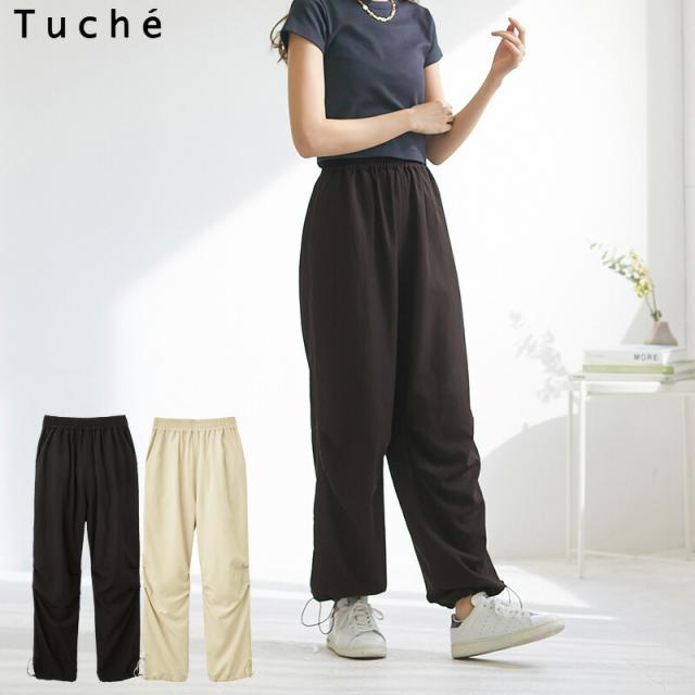 送料無料】 GUNZE Tuche パラシュートパンツ レーヨン混 ドローコード