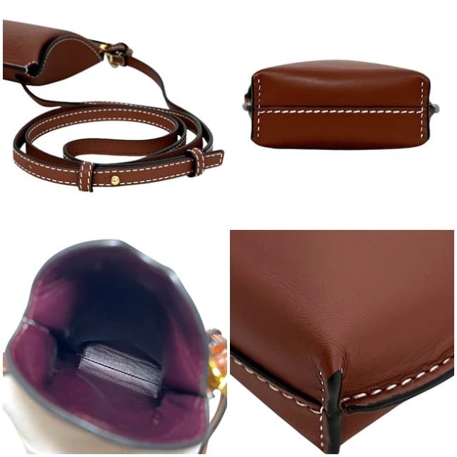 ロエベ ショルダーバッグ フォンショルダー ブラウン ゲートオープン アナグラム C650Z42X34 美品 レザー 中古 LOEWE ポシェット 茶色 クロスボディ ミニバッグ ゲート スマホショルダー 斜め掛け レディース 女性 定番_2