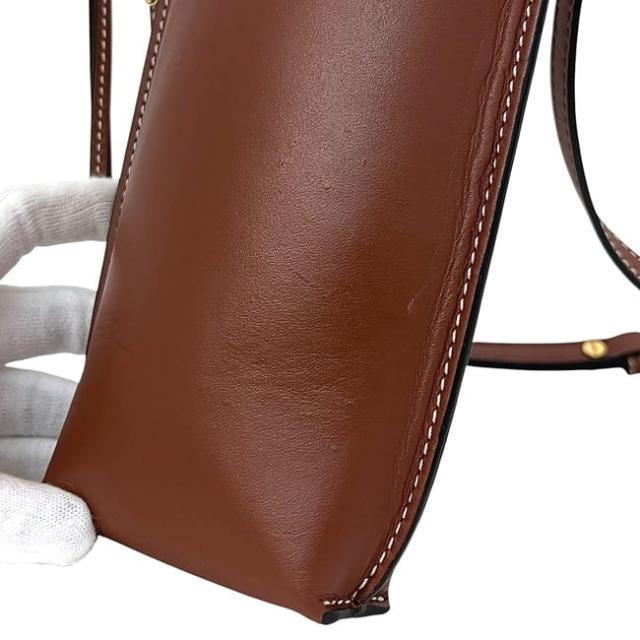 ロエベ ショルダーバッグ フォンショルダー ブラウン ゲートオープン アナグラム C650Z42X34 美品 レザー 中古 LOEWE ポシェット 茶色 クロスボディ ミニバッグ ゲート スマホショルダー 斜め掛け レディース 女性 定番_6