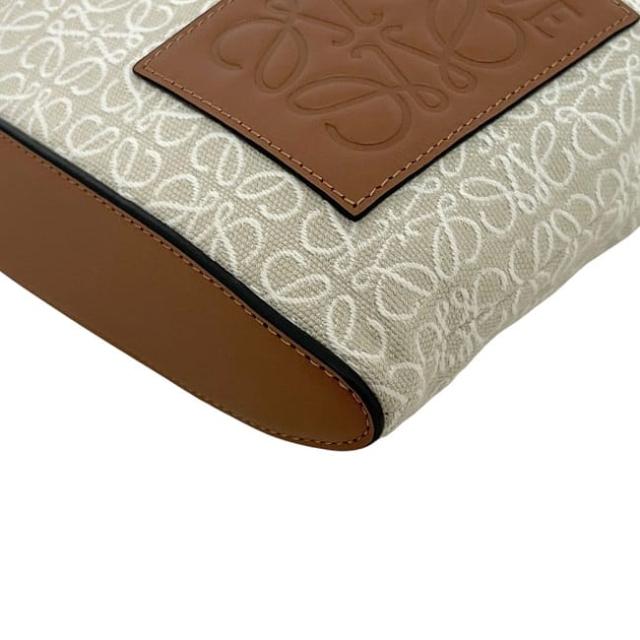 ロエベ クラッチバッグ オブロングポーチ ナチュラル ベージュ ブラウン アナグラム C821C63X05 美品 ジャガードキャンバス レザー 中古 522322 LOEWE 白 ロゴ ポーチ 総柄 レディース メンズ 男女兼用 定番 ロエベ クラッチバッグ オブロングポーチ ナチュラル ベージュ