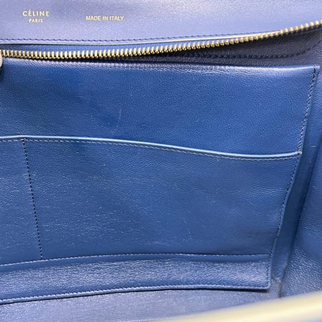セリーヌ 2way バッグ トラペーズ ブルー ネイビー 美品 レザー 中古 S 