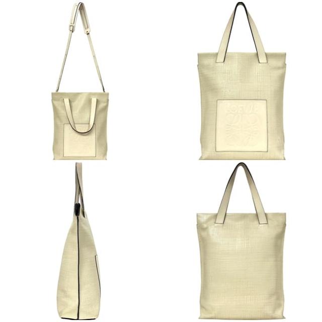 ロエベ 2way バッグ ショッパーバッグ アイボリー ホワイト リネン アナグラム 330.17.K01 美品 レザー 中古 261601 LOEWE ロゴ クロスボディ トートバッグ トップハンドル レディース メンズ 男女兼用_1