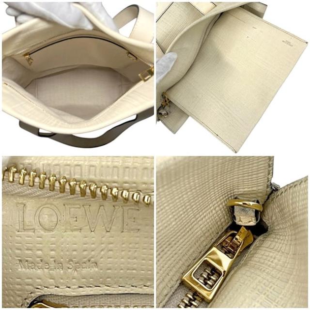 ロエベ 2way バッグ ショッパーバッグ アイボリー ホワイト リネン アナグラム 330.17.K01 美品 レザー 中古 261601 LOEWE ロゴ クロスボディ トートバッグ トップハンドル レディース メンズ 男女兼用_2