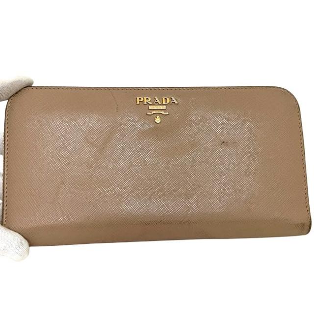 プラダ ラウンドファスナー 長財布 ピンクベージュ CAMMEO 1ML506 財布