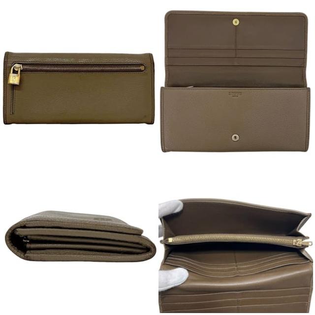 ロエベ 二つ折り 長財布 ベージュ アマソナ 財布 美品 レザー 中古