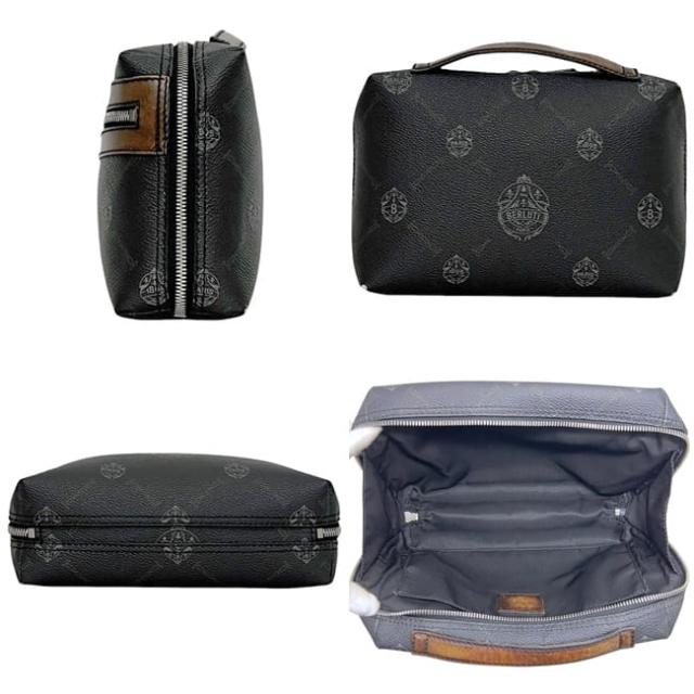 ベルルッティ ポーチ ヴィレ ネイビー ブラウン 美品 コーティング