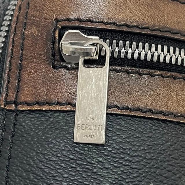 ベルルッティ ポーチ ヴィレ ネイビー ブラウン 美品 コーティング