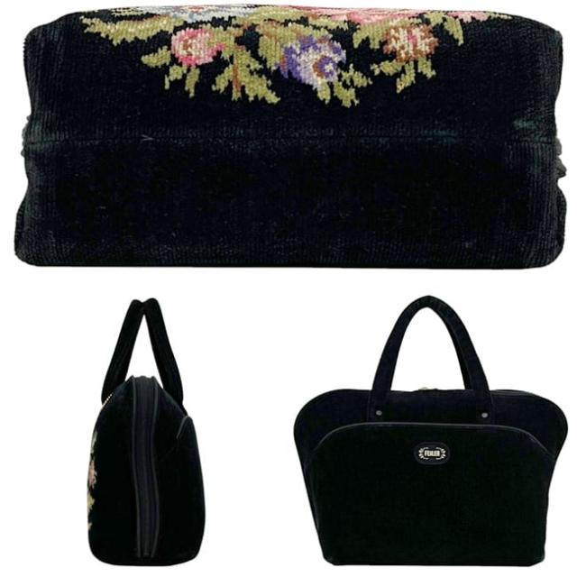 フェイラー ハンドバッグ ブラック 美品 シュニール織 中古 FEILER 