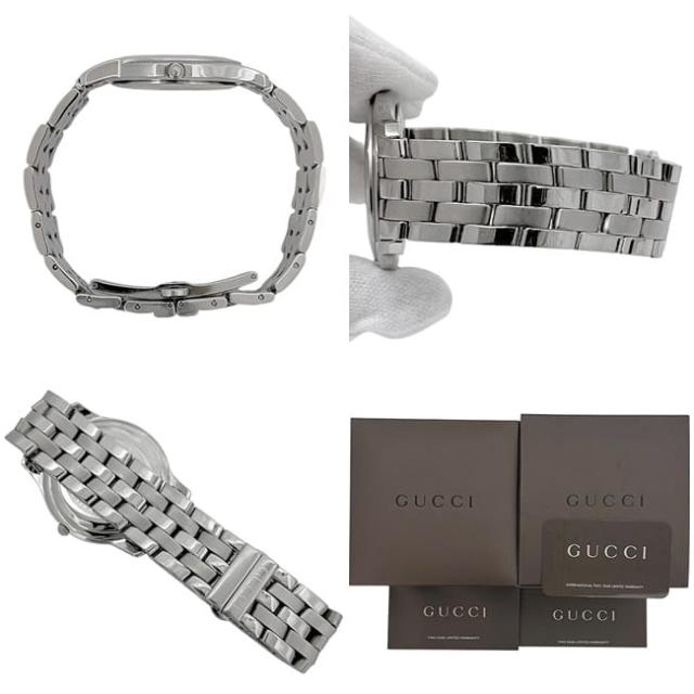 グッチ 腕時計 5500Ｍ シルバー ホワイト YA055305 メンズ 時計 SS 中古 クオーツ 0163*** GUCCI 男性 日付 電池式 白文字盤 動作確認済み 電池交換済み 定番 人気 ケース付き シンプル アナログ デイト_2