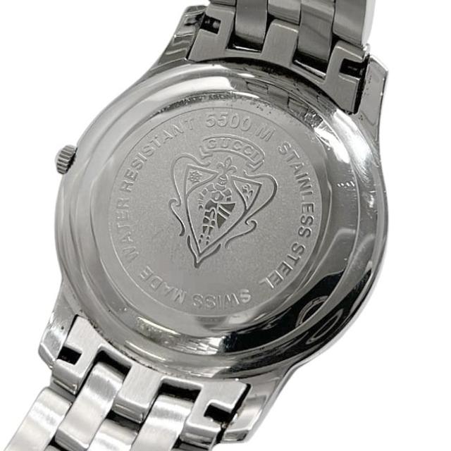 グッチ 腕時計 5500Ｍ シルバー ホワイト YA055305 メンズ 時計 SS 中古 クオーツ 0163*** GUCCI 男性 日付 電池式 白文字盤 動作確認済み 電池交換済み 定番 人気 ケース付き シンプル アナログ デイト_3