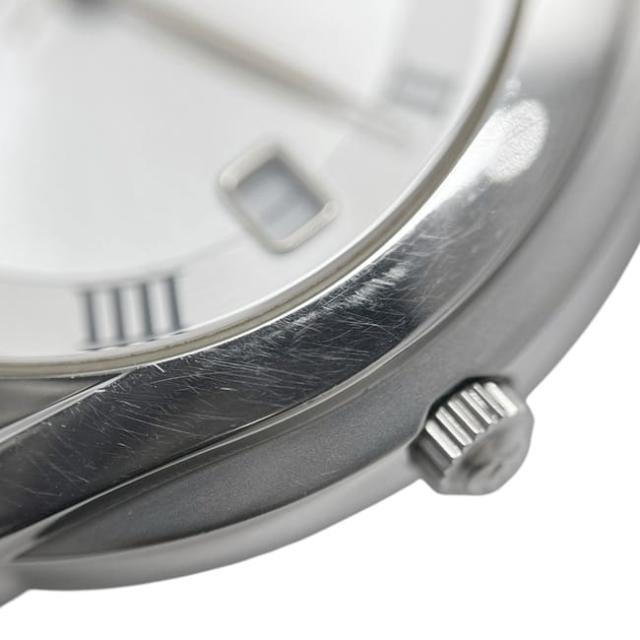 グッチ 腕時計 5500Ｍ シルバー ホワイト YA055305 メンズ 時計 SS 中古 クオーツ 0163*** GUCCI 男性 日付 電池式 白文字盤 動作確認済み 電池交換済み 定番 人気 ケース付き シンプル アナログ デイト_5