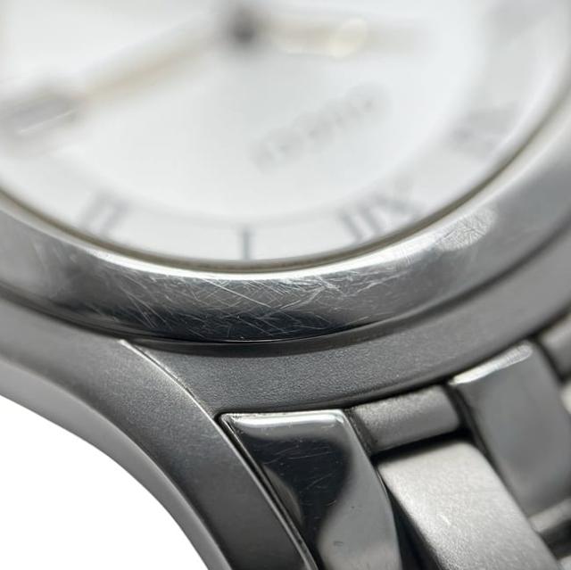 グッチ 腕時計 5500Ｍ シルバー ホワイト YA055305 メンズ 時計 SS 中古 クオーツ 0163*** GUCCI 男性 日付 電池式 白文字盤 動作確認済み 電池交換済み 定番 人気 ケース付き シンプル アナログ デイト_6