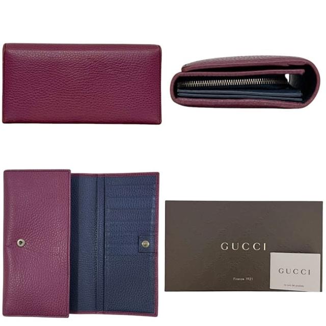 グッチ 二つ折り 長財布 パープル スウィング 354498 財布 レザー 中古