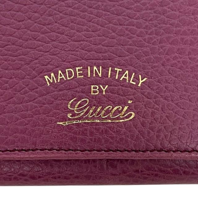 グッチ 二つ折り 長財布 パープル スウィング 354498 財布 レザー 中古