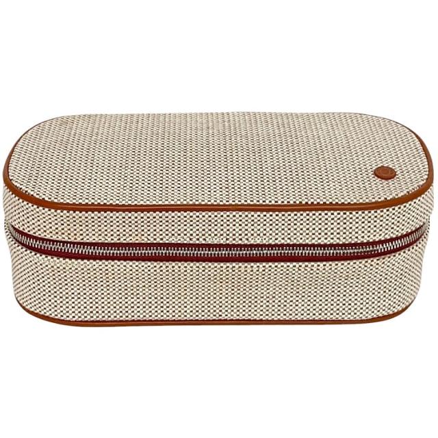 エルメス ポーチ エスカル コニャック 美品 コットン 100 中古 HERMES コスメ ポーチ 化粧ポーチ 筆 ホルダー ファスナー ジャガード ロゴ キャンバスポーチ シンプル メンズ レディース 男女兼用 マチ有 トワルアッシュ