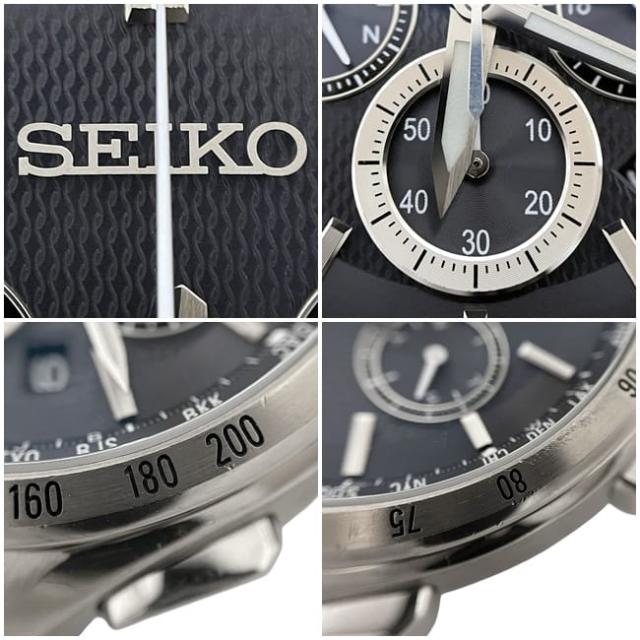 セイコー 腕時計 ワールドタイムクロノクロノグラフ ネイビー シルバー ブライツ 8B92-0AB0 時計 美品 SS 中古 ソーラー電池 840*** SEIKO ワールドタイム クロノ セイコーブライツ メンズ 男性 日付 アナログ セイコー 腕時計 ワールドタイムクロノクロノグラフ ネイビー シルバー