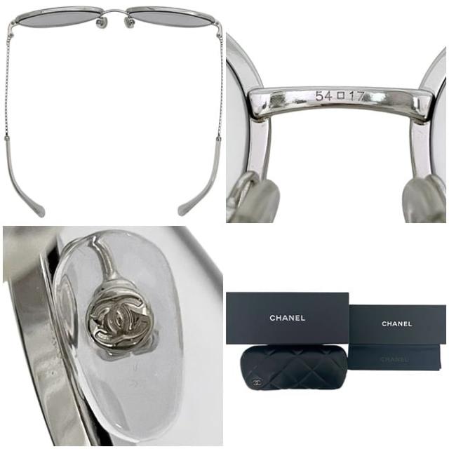 シャネル サングラス シルバー 2182-S 美品 メタル 中古 CHANEL アイ