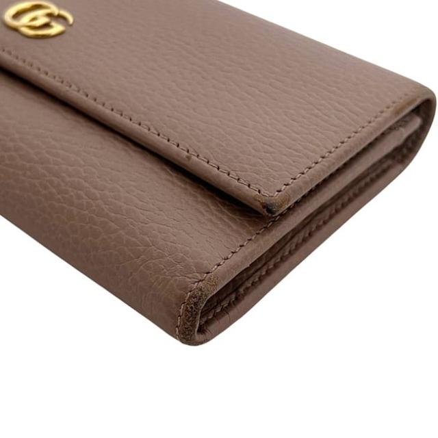 グッチ 二つ折り 長財布 ピンクベージュ マーモント 456116 財布 レザー 中古 520981 GUCCI GG ロゴ ホック レディース メンズ 定番 人気男女兼用 シンプル 革財布 ロゴ金具 ゴールド金具 ヴィンテージ ブランド グッチ 二つ折り 長財布 ピンクベージュ マーモント 456116 財布