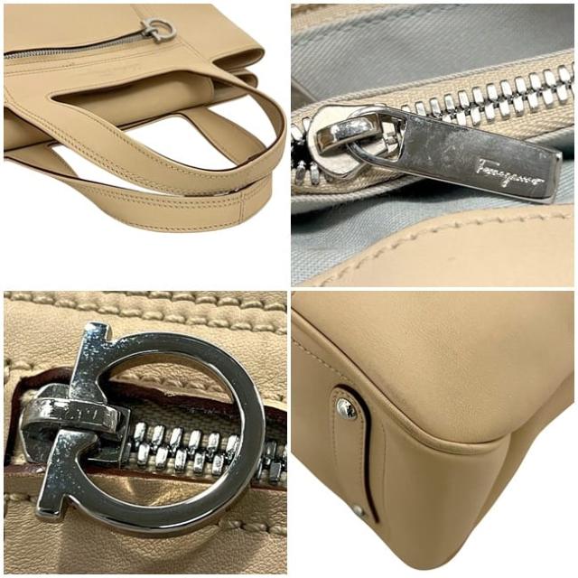 サルヴァトーレフェラガモ ハンドバッグ ベージュ ガンチーニ DY-21 美品 レザー 中古 4301 Salvatore Ferragamo トートバッグ シンプル 自立 ヴィンテージ レディース 女性 定番 人気 トップハンドル_2