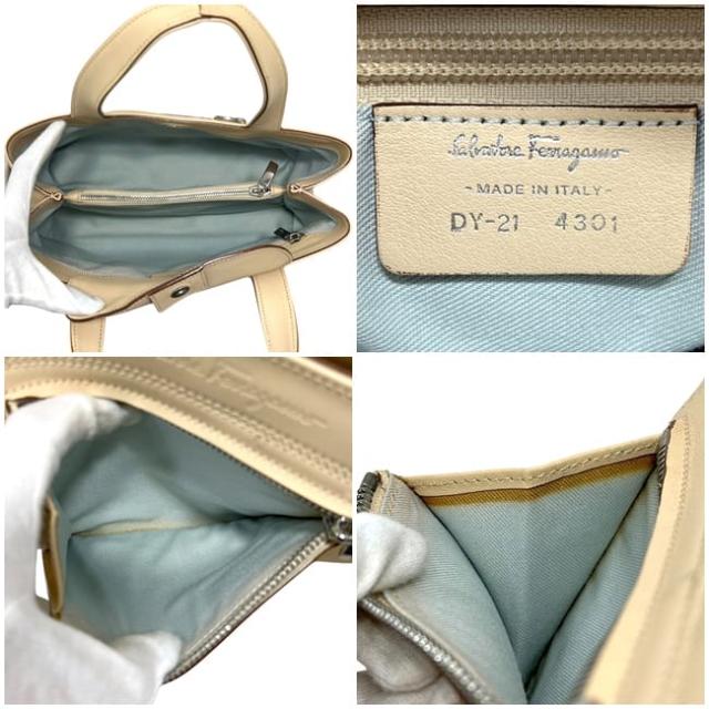 サルヴァトーレフェラガモ ハンドバッグ ベージュ ガンチーニ DY-21 美品 レザー 中古 4301 Salvatore Ferragamo トートバッグ シンプル 自立 ヴィンテージ レディース 女性 定番 人気 トップハンドル_3
