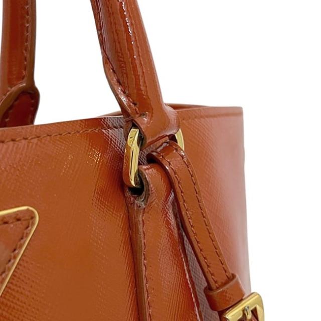 プラダ 2way バッグ オレンジ 美品 パテント レザー 中古 103 PRADA トートバッグ 肩掛け 斜め掛けロゴ クロスボディ ハンドバッグ レディース メンズ 大容量 マグネット 三角 ロゴ プレート 金具 シンプル_6