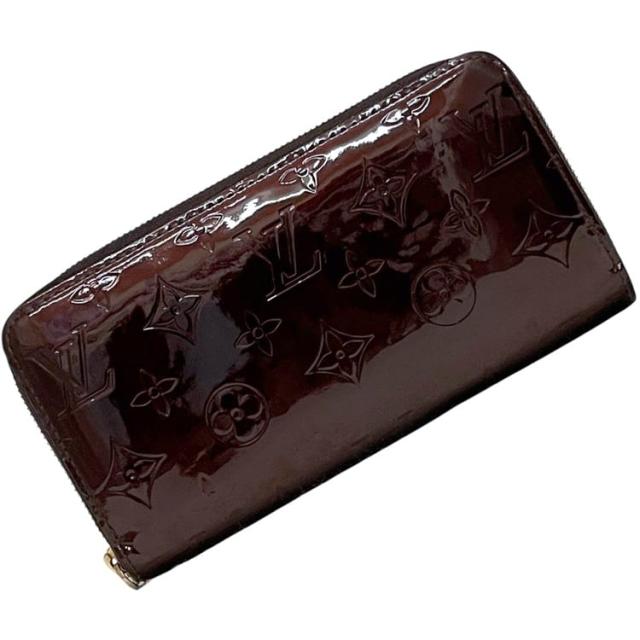 ルイ ヴィトン ラウンドファスナー 長財布 ジッピーウォレット ワインレッド アマラント モノグラム ヴェルニ M93522 財布 美品 ヴェルニキャンバス 中古 CA0408 LOUIS VUITTON ファスナー エナメル ロゴ 総柄