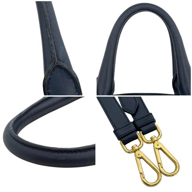 プラダ 2way トートバッグ ネイビー BN1713 美品 レザー 中古 165 58/L PRADA 大容量 紺色 本革 ゴールド金具 バッグ 書類 a4 ショルダーバッグ 肩掛け ロゴ金具 縦 大容量 メンズ レディース 男女兼用_4