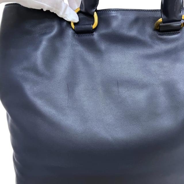 プラダ 2way トートバッグ ネイビー BN1713 美品 レザー 中古 165 58/L PRADA 大容量 紺色 本革 ゴールド金具 バッグ 書類 a4 ショルダーバッグ 肩掛け ロゴ金具 縦 大容量 メンズ レディース 男女兼用_9
