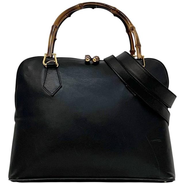 グッチ 2way バッグ ブラック 000 3780 0289 美品 レザー バンブー 中古 GUCCI ハンドバッグ 黒 バンブートート ファスナー クロスボディ メンズ レディース 定番 人気 シンプル 竹ハンドル シンプル