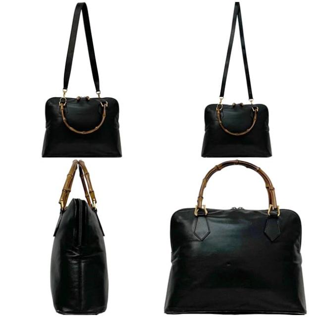 グッチ 2way バッグ ブラック 000 3780 0289 美品 レザー バンブー 
