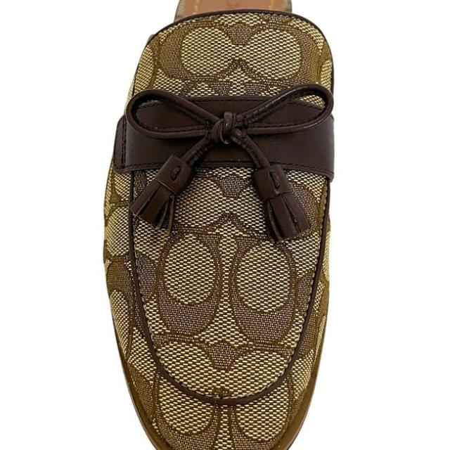 コーチ サボ サンダル ベージュ ブラウン シグネチャー FG2709 美品 23.0cm キャンバス レザー 中古 COACH アパレル 靴 レディース シューズ 茶色 レディース 女性 定番 人気 スリッパ サボサンダル ロゴ 総柄