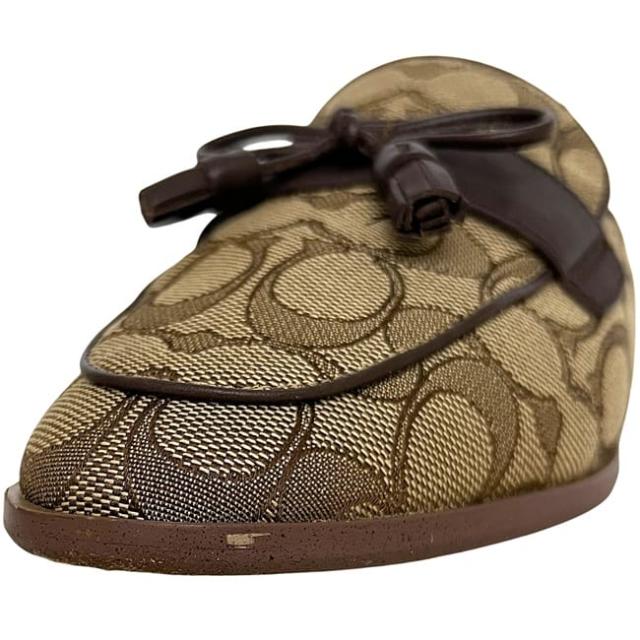 コーチ サボ サンダル ベージュ ブラウン シグネチャー FG2709 美品 23.0cm キャンバス レザー 中古 COACH アパレル 靴 レディース シューズ 茶色 レディース 女性 定番 人気 スリッパ サボサンダル ロゴ 総柄