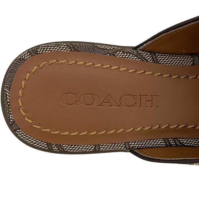 コーチ サボ サンダル ベージュ ブラウン シグネチャー FG2709 美品 23.0cm キャンバス レザー 中古 COACH アパレル 靴 レディース シューズ 茶色 レディース 女性 定番 人気 スリッパ サボサンダル ロゴ 総柄