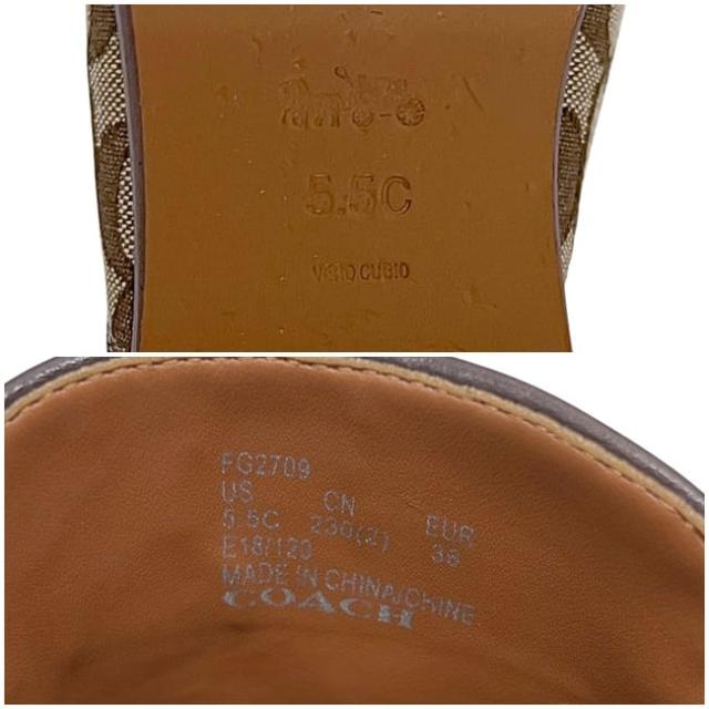 コーチ サボ サンダル ベージュ ブラウン シグネチャー FG2709 美品 23.0cm キャンバス レザー 中古 COACH アパレル 靴 レディース シューズ 茶色 レディース 女性 定番 人気 スリッパ サボサンダル ロゴ 総柄