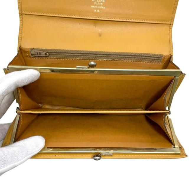 セリーヌ 二つ折り 長財布 ベージュ マカダム 財布 PVC レザー 中古