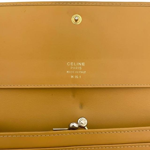 セリーヌ 二つ折り 長財布 ベージュ マカダム 財布 PVC レザー 中古 M16 1 CELINE ロゴ がま口 メンズ レディース 男女兼用 定番 人気 シンプル ホック ロング ウォレット 黄色 ヴィンテージ 革財布 CELINE - セリーヌ 二つ折り 長財布 ブラウン ベージュ マカダム 美品